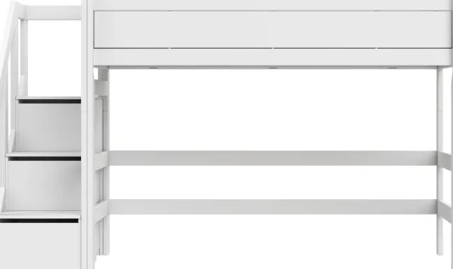 Lifetime Hochbett 152cm 90x200cm mit Treppe und Rollboden weiß lackiert