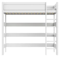 Lifetime Hochbett 90x200cm Höhe: 195cm mit Rollboden weiß lackiert