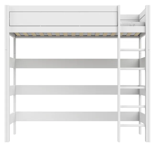 Lifetime Hochbett 90x200cm Höhe: 195cm mit Rollboden weiß lackiert
