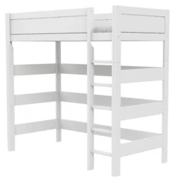 Lifetime Hochbett 90x200cm Höhe: 195cm mit Rollboden weiß lackiert
