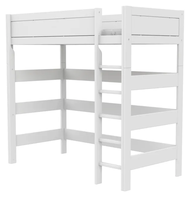 Lifetime Hochbett 90x200cm Höhe: 195cm mit Rollboden weiß lackiert