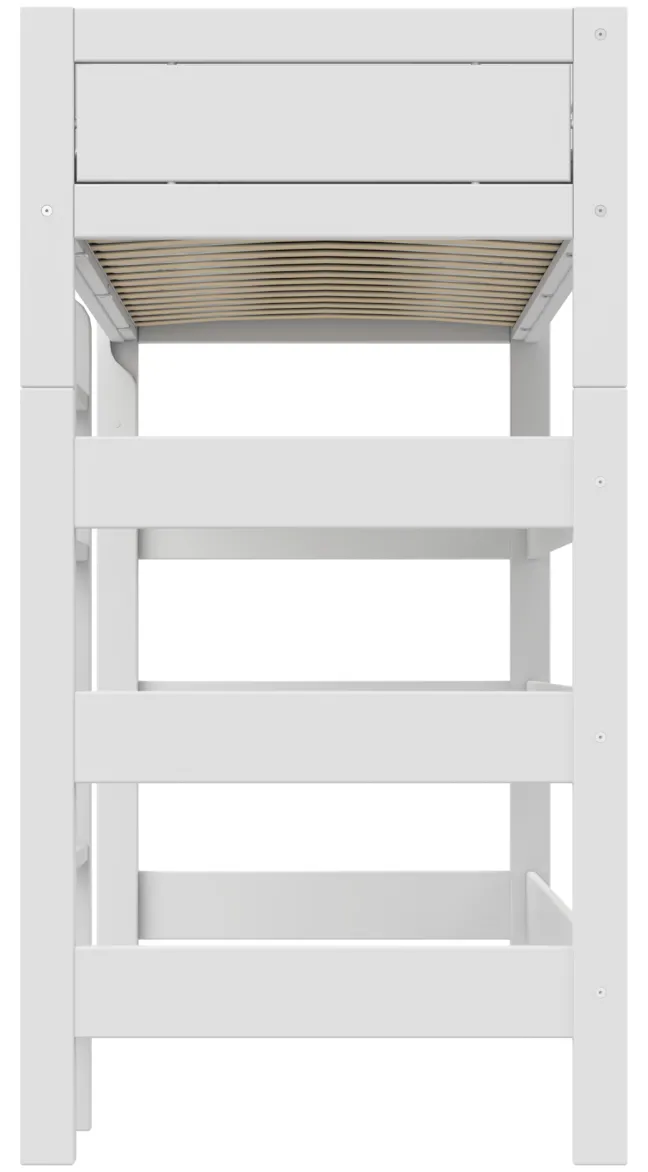 Lifetime Hochbett 90x200cm Höhe: 195cm mit Rollboden weiß lackiert