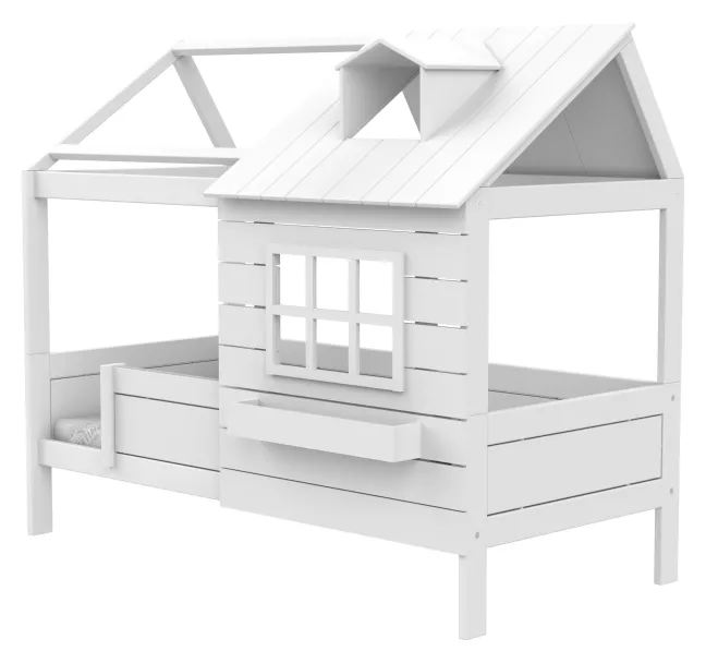 Lifetime Hüttenbett 90x200cm "Lake House 1" mit Rollboden weiß lackiert