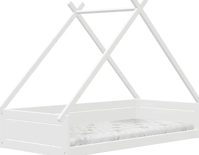 Lifetime Montessori Tipibett 90x200cm mit Rollboden weiß lackiert