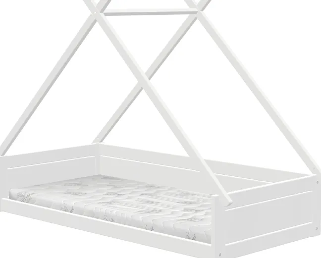 Lifetime Montessori Tipibett 90x200cm mit Rollboden weiß lackiert