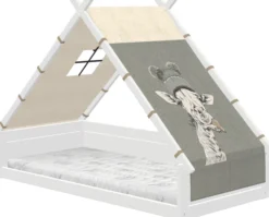Lifetime Montessori Tipibett Jungle 90x200cm mit Rollboden weiß lackiert