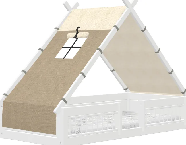 Lifetime Montessori Tipibett Over the Moon 90x200cm mit Rollboden und Absturzsicherung weiß lackiert