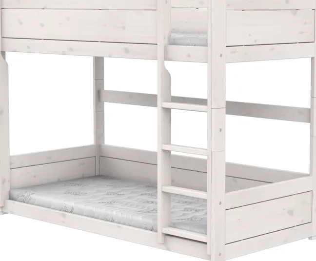Lifetime niedriges Etagenbett 90x200cm mit Deluxe Lattenrost whitewash