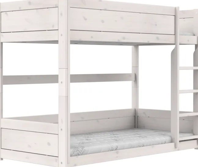 Lifetime niedriges Etagenbett 90x200cm mit Deluxe Lattenrost whitewash