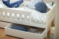 Lifetime Norden Basisbett 90x200cm mit Rollboden und Absturzsicherung weiß lackiert