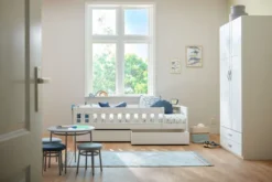Lifetime Norden Basisbett 90x200cm mit Rollboden und Absturzsicherung und 2 Bettkästen weiß lackiert