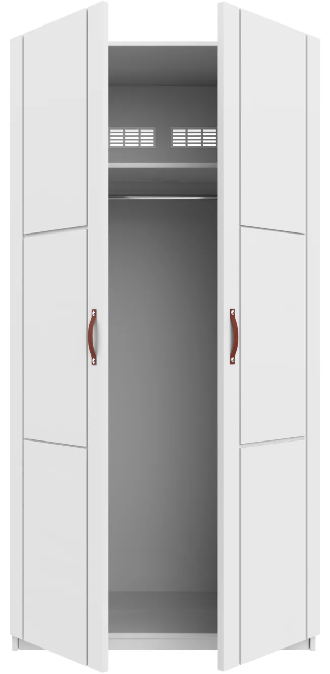 Lifetime Schrank 100cm mit 2 Türen und Kleiderstange weiß lackiert