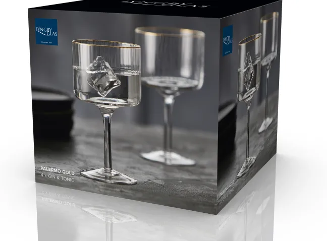 Lyngby Glas Gin & Tonic Glas Palermo Gold 45cl 4 Stück