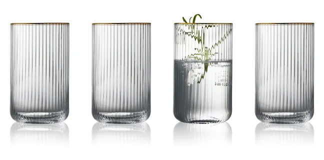 Lyngby Glas Highball Trinkglas Palermo Gold 50cl 4 Stück