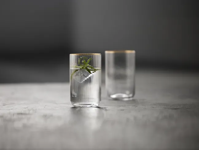 Lyngby Glas Highball Trinkglas Palermo Gold 50cl 4 Stück