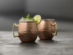 Lyngby Glas Moscow Mule-Krug 55cl 2 Stück gehämmert Kupfer/Stahl