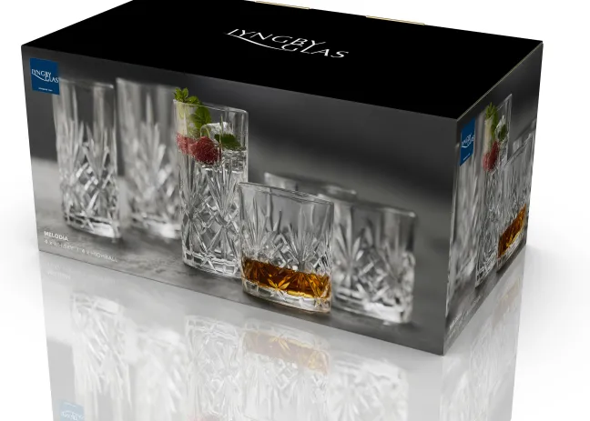 Lyngby Glas Whiskyglas/Highball Trinkglas Melodia 8-teilig