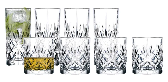 Lyngby Glas Whiskyglas/Highball Trinkglas Melodia 8-teilig