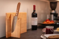 Mühlenbrett Schneidebrett mit Messerhalter Buche Massivholz für Linkshänder