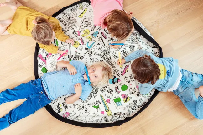 Play&Go Prints 2 in 1 Spielzeugsack Ø140cm OMY Paris zum selbst bemalen Sale