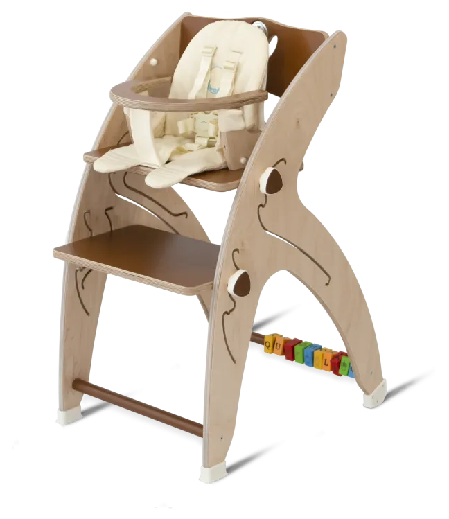 QuarttoLino® multifunktionaler Kinderhochstuhl aus Holz Braun Sale