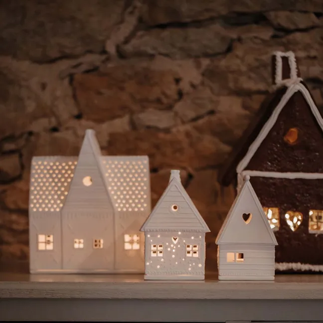 räder Lichthaus Lebkuchenhaus Herz Porzellan weiß