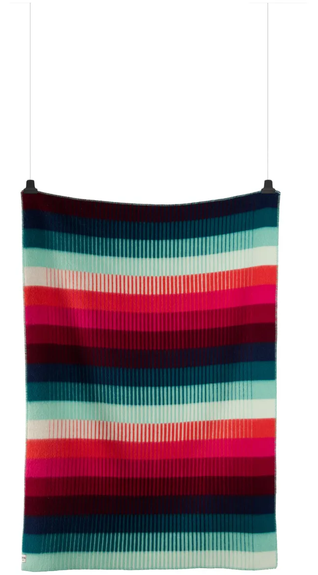 Roros Tweed ÅSMUND GRADIENT Lammwolldecke 200 x 135 cm rot/türkis 4253