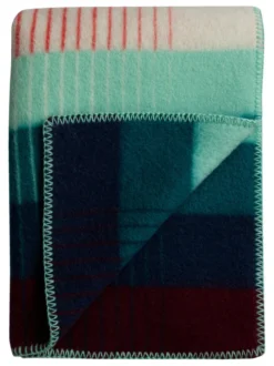Roros Tweed ÅSMUND GRADIENT Lammwolldecke 200 x 135 cm rot/türkis 4253