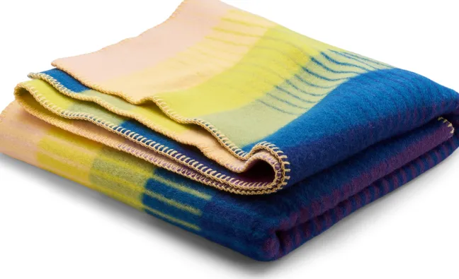 Roros Tweed ÅSMUND GRADIENT Lammwolldecke 200 x 135 cm gelb/blau 4252