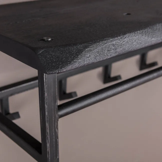 Rubjerg Design Garderobe Yucon 6 Haken mit Hutablage Akazie massiv schwarz