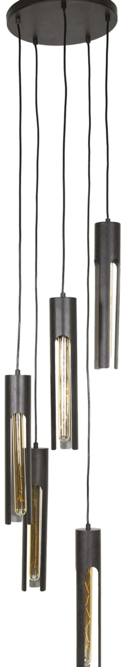 Rubjerg Design Hängelampe Tube 5 Leuchten gestuft Metall Artic schwarz