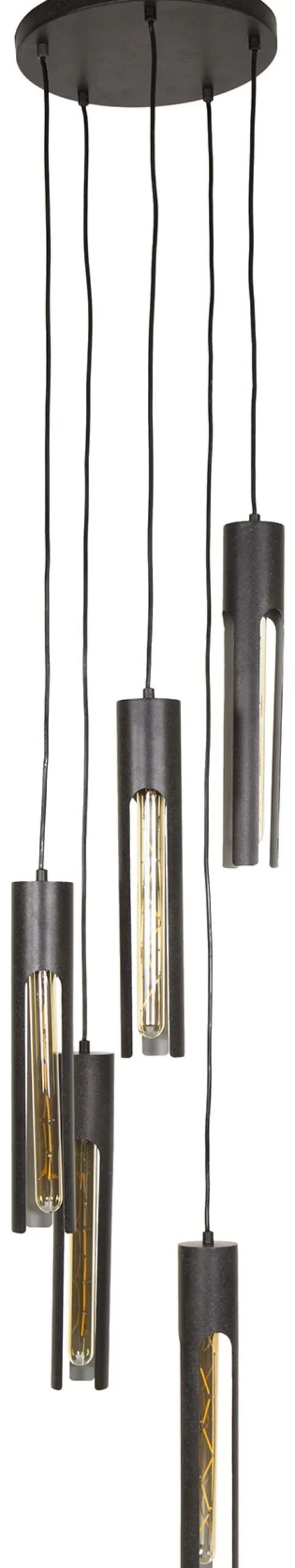 Rubjerg Design Hängelampe Tube 5 Leuchten gestuft Metall Artic schwarz