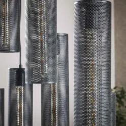 Rubjerg Design Hängelampe Tube mesh 9 Leuchten Metall Artic schwarz