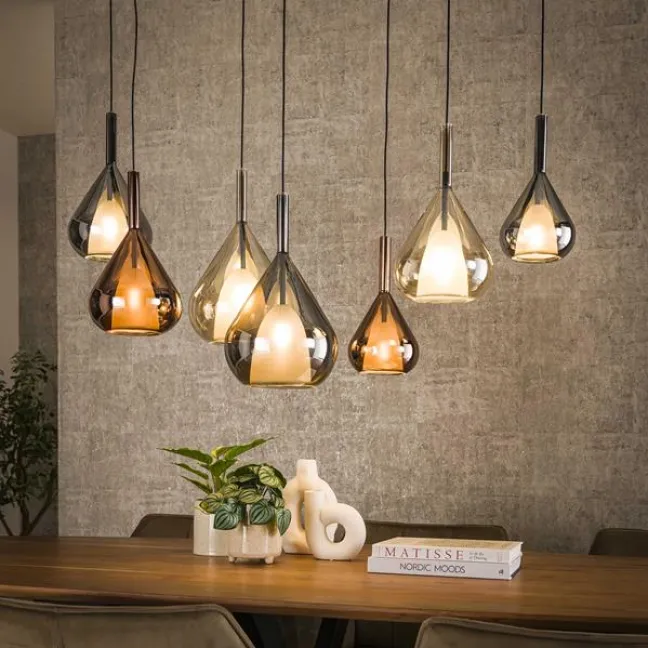 Rubjerg Design Hängelampe Wings 7 Leuchten Glas Schwarz
