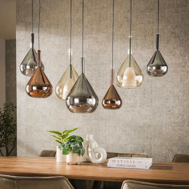 Rubjerg Design Hängelampe Wings 7 Leuchten Glas Schwarz