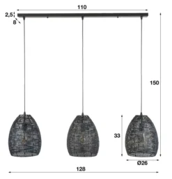 Rubjerg Design Hängeleuchte Armor oval 3 Leuchten Metall schwarz/braun