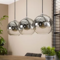 Rubjerg Design Hängeleuchte Bubble shaded 3 Leuchten Rauchglas altsilber