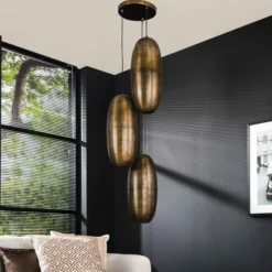 Rubjerg Design Hängeleuchte Cosmic 3 Leuchten gestuft Antik Bronze/Glas