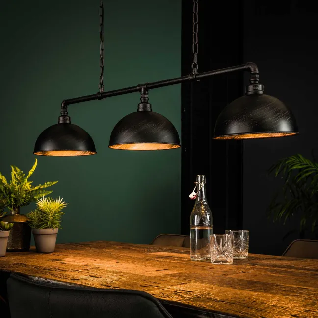 Rubjerg Design Hängeleuchte Halbkugel 3 Leuchten Metall schwarz