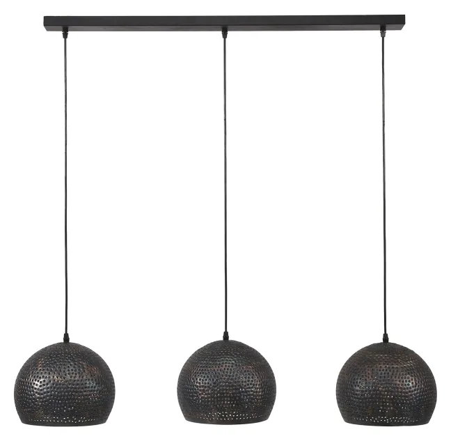 Rubjerg Design Hängeleuchte Punsch Kugel 3 Leuchten Metall schwarz/braun