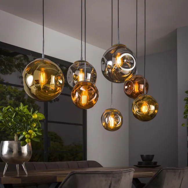 Rubjerg Design Hängeleuchte Stellar 7 Leuchten Glas/Metall altsilber