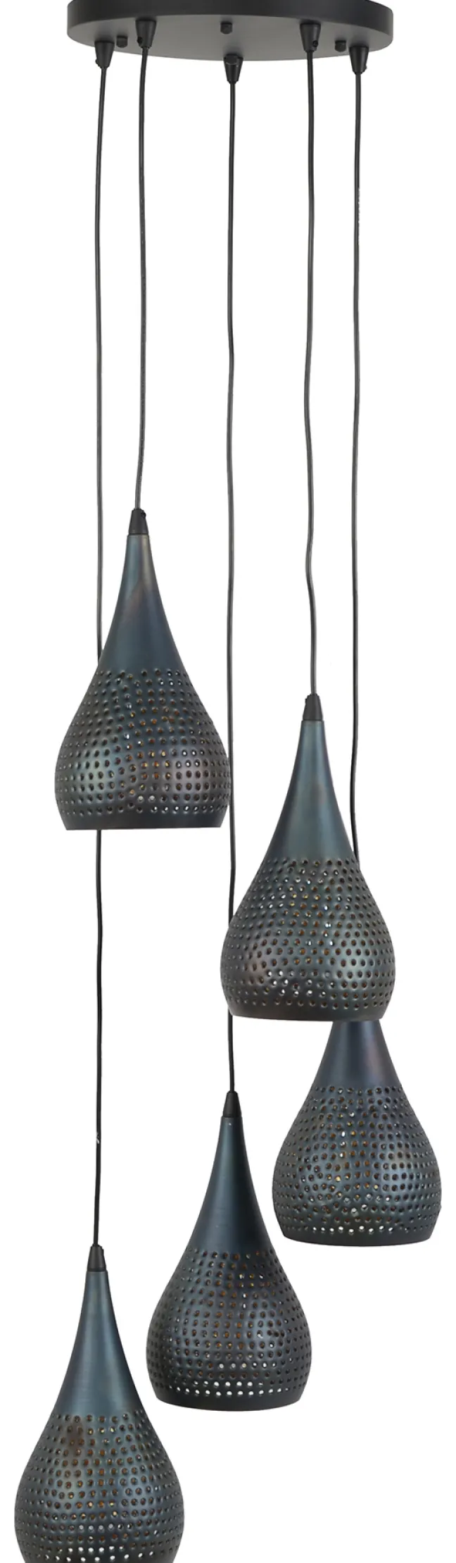 Rubjerg Design Hängeleuchte Stufenlocher 5 Leuchten Metall schwarz/braun