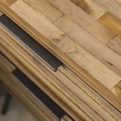 Rubjerg Design Nachttisch Teca Strip mit 2 Schubladen Teakholz verwittert
