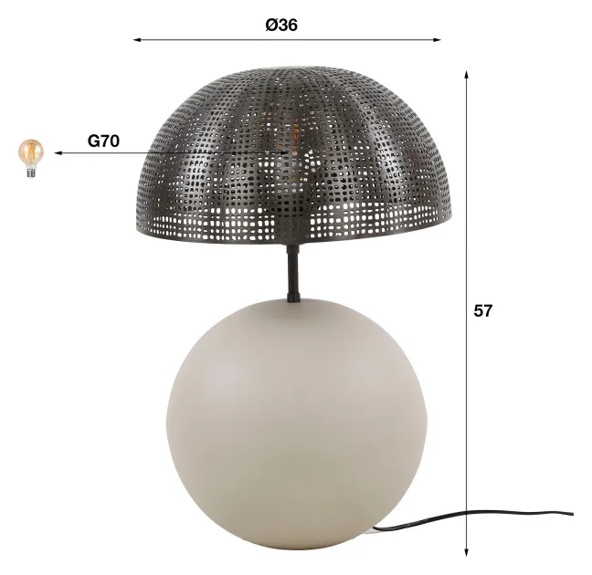 Rubjerg Design Tischlampe Sphere L 1 Leuchte Metall natur grau
