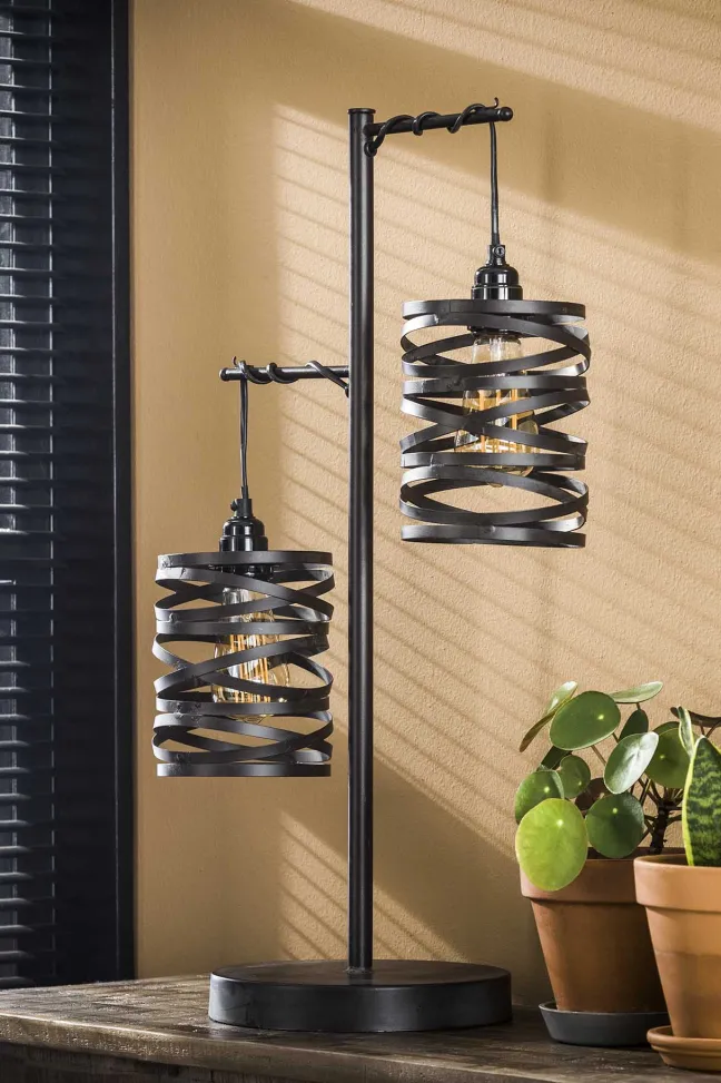 Rubjerg Design Tischleuchte Spindel 2 Leuchten Metall schiefergrau