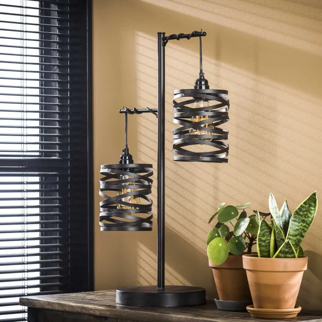 Rubjerg Design Tischleuchte Spindel 2 Leuchten Metall schiefergrau
