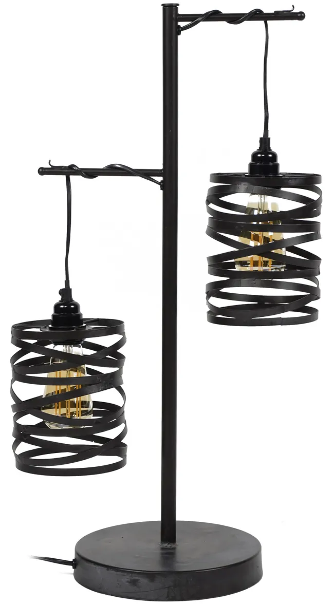 Rubjerg Design Tischleuchte Spindel 2 Leuchten Metall schiefergrau