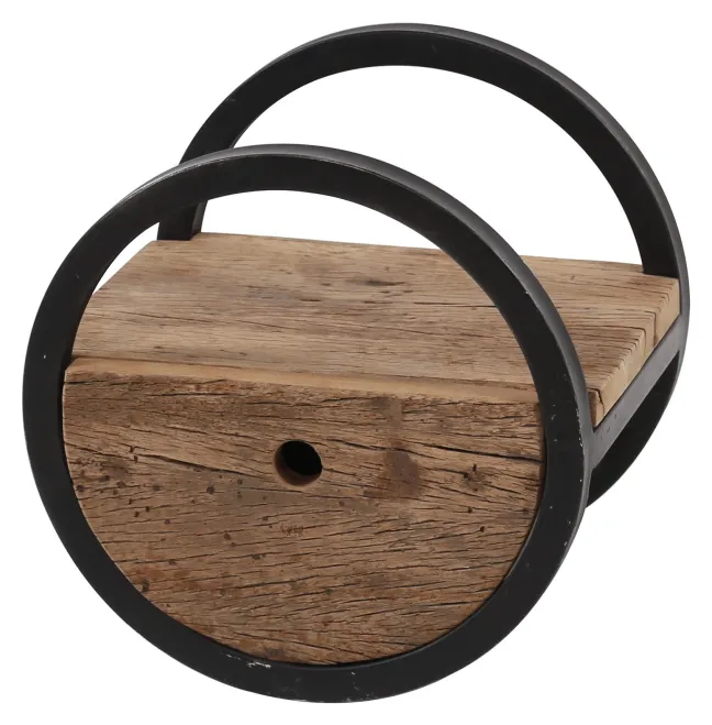 Rubjerg Design Wandregal Ø30cm rund mit Schublade Hartholz/Metall