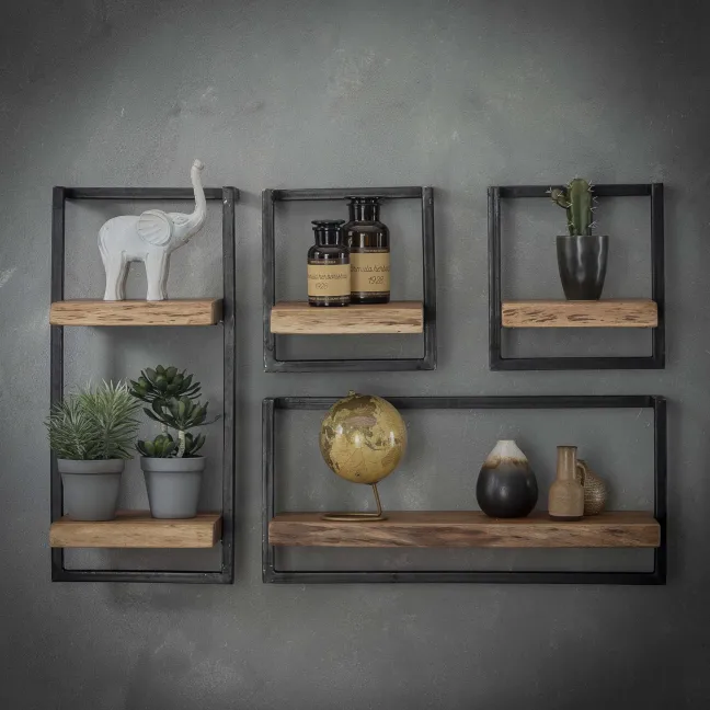 Rubjerg Design Wandregal Edge 2 Ablagen Metall/Akazie massiv natur