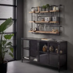 Rubjerg Design Wandregal Edge 2 Ablagen Metall/Akazie massiv natur